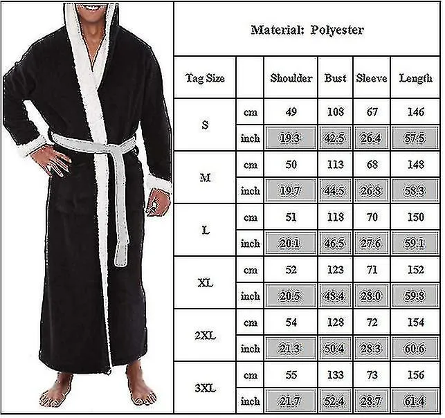 Albornoz con capucha para hombres camisón suave bata bata