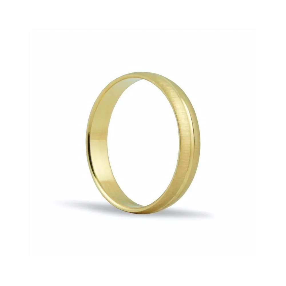 Alianza de oro 18k de 4 mm acabado mate y franja central