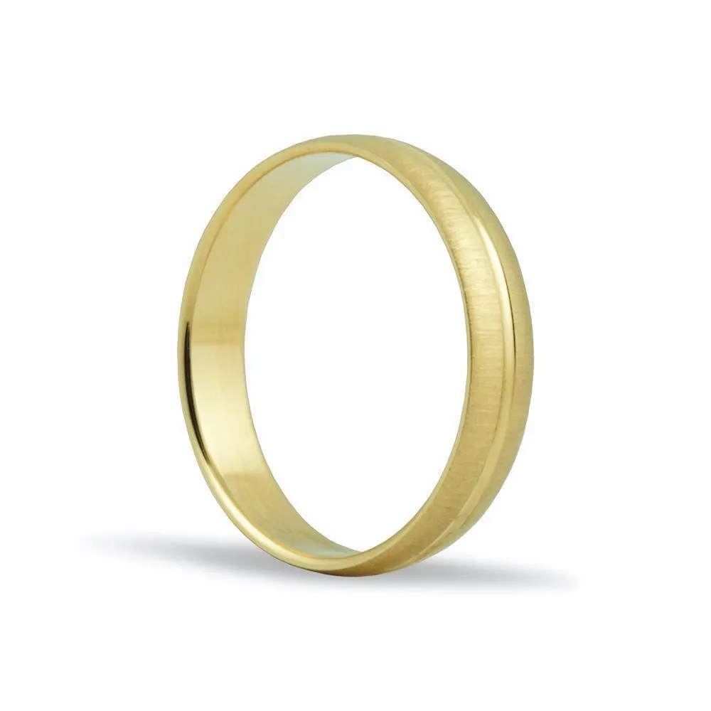 Alianza de oro 18k de 4 mm acabado mate y franja central