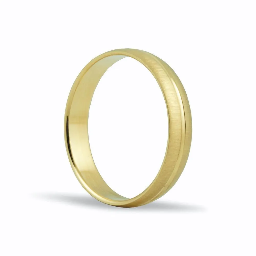 Alianza de oro 18k de 4 mm acabado mate y franja central