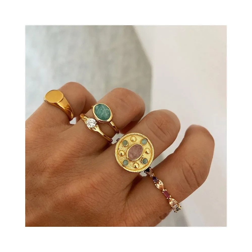 Anillo Amal Amazonita Oro