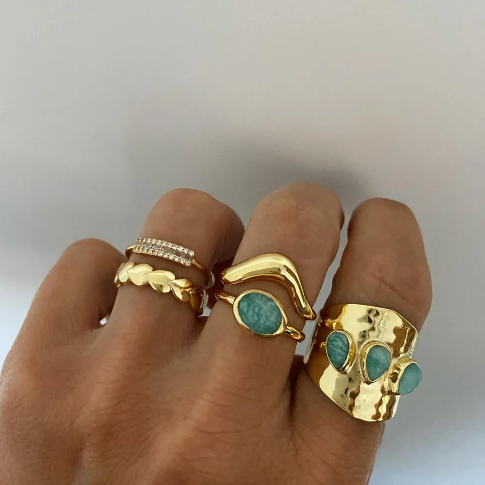 Anillo Amal Amazonita Oro