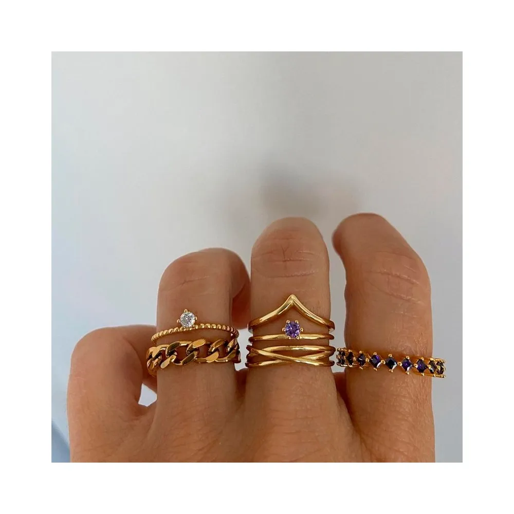 Anillo Four Lavanda Oro