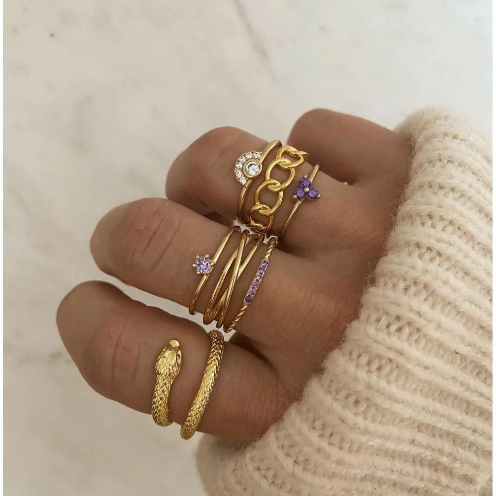 Anillo Four Lavanda Oro
