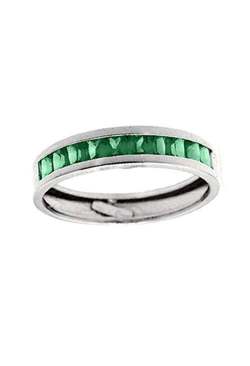 ANILLO ORO BLANCO MEDIA ALIANZA CON CIRCONITAS COLOR ESMERALDA 003_M5054644BV