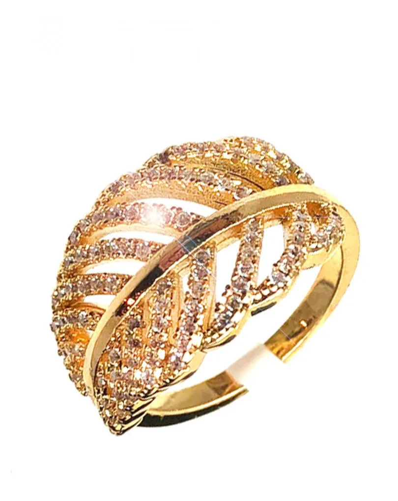 ANILLOS DE HOJAS DORADAS DE BISUTERIA FINA PARA MUJER