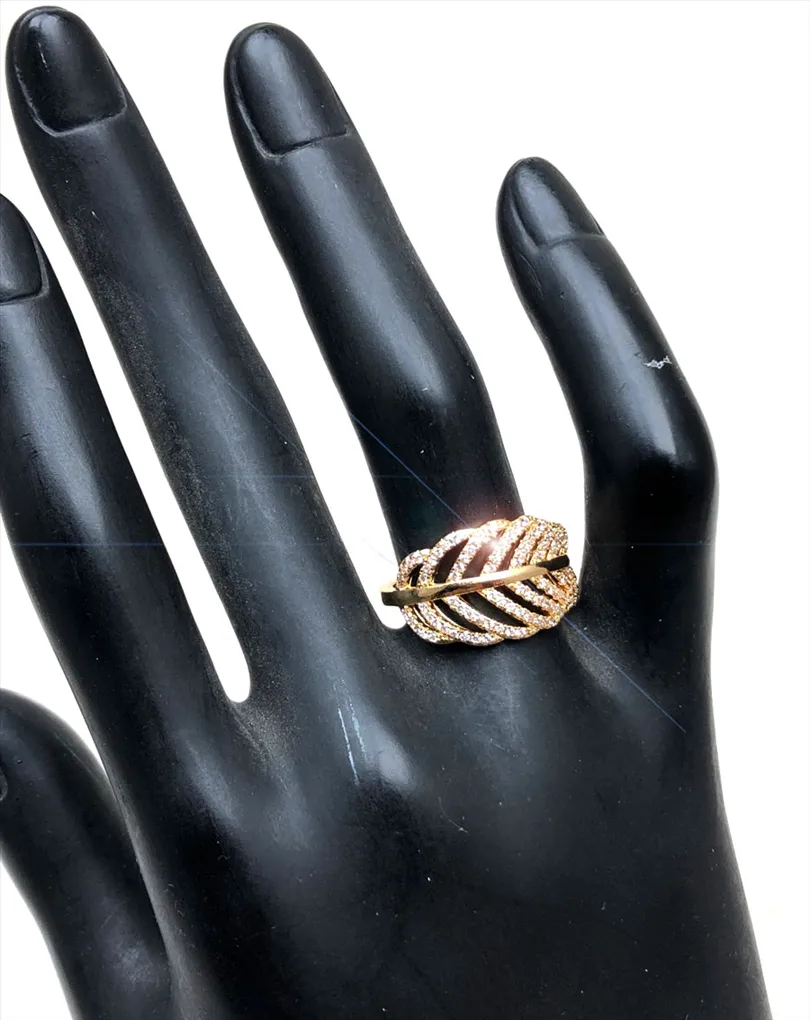 ANILLOS DE HOJAS DORADAS DE BISUTERIA FINA PARA MUJER