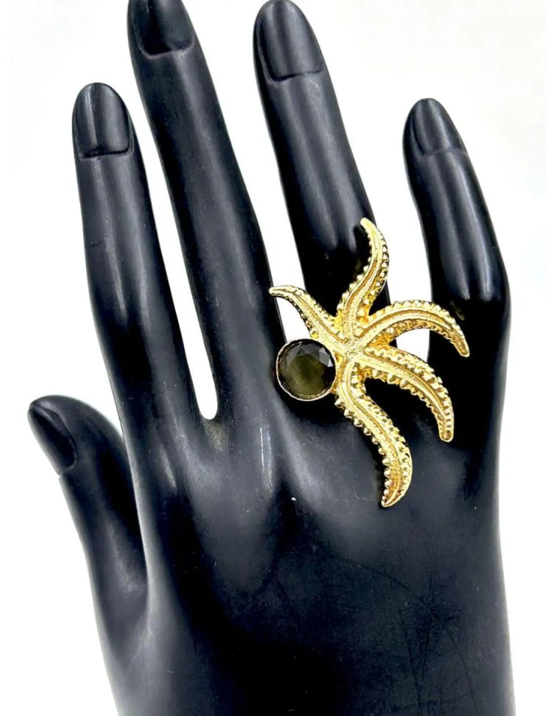 ANILLOS DORADOS PARA MUJER CON ESTRELLA DE MAR Y PIEDRA