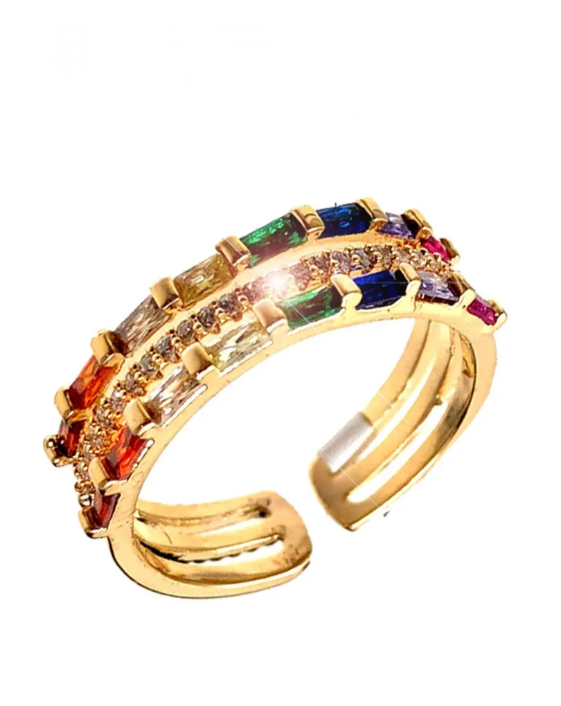 ANILLOS DORADOS PARA MUJER DE BISUTERIA FINA CON PEDRERIA