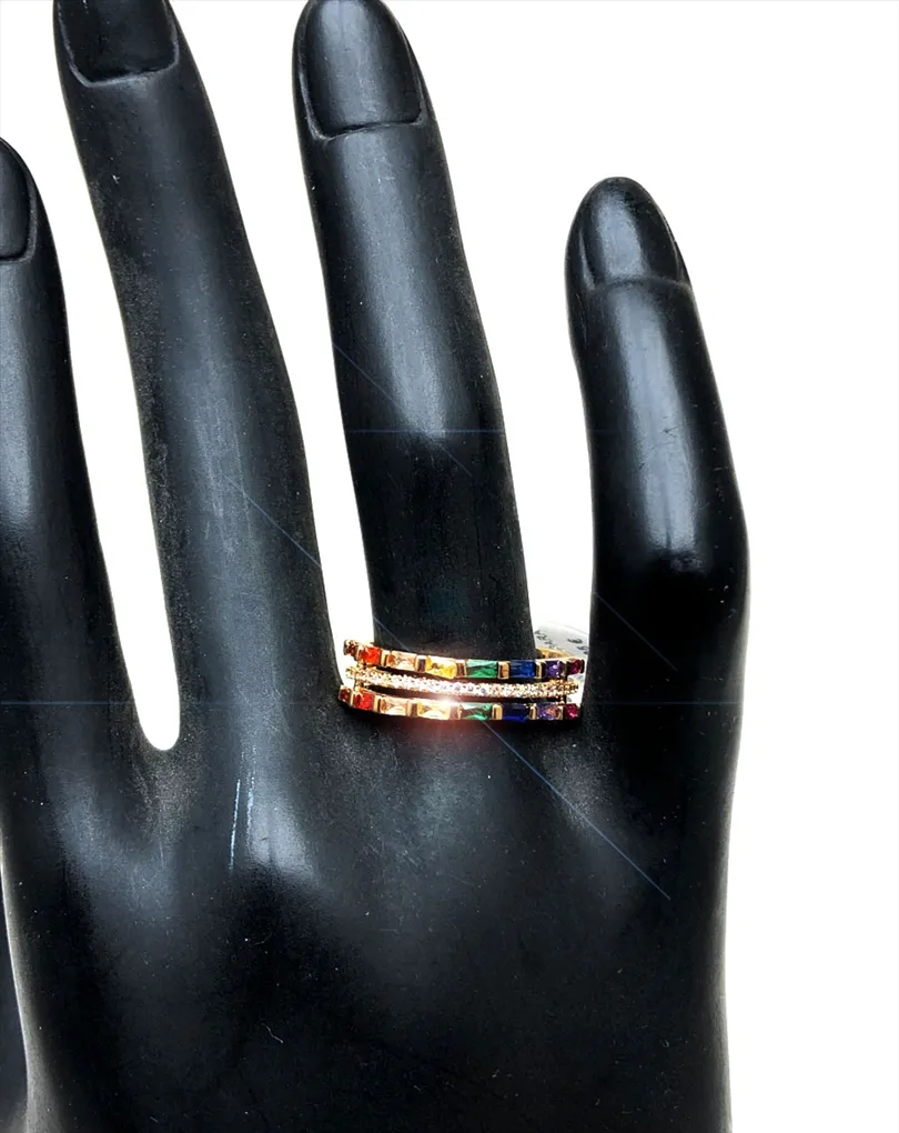 ANILLOS DORADOS PARA MUJER DE BISUTERIA FINA CON PEDRERIA