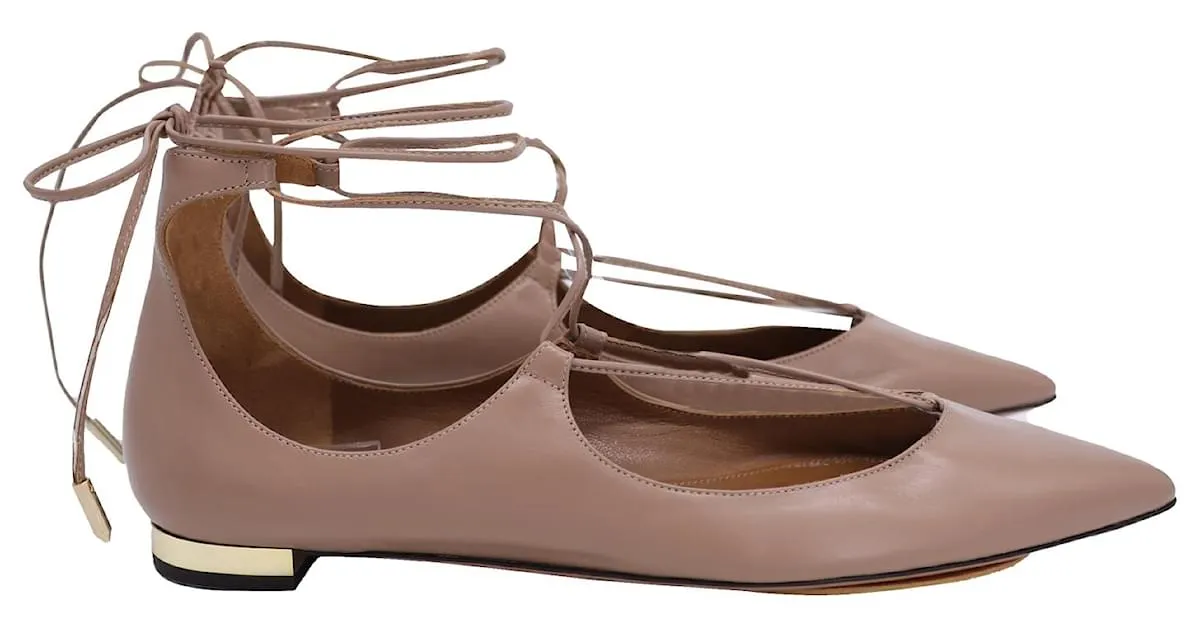 Bailarinas Aquazzura Christy en piel beige Castaño Carne 