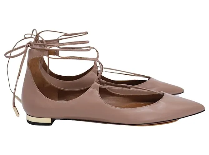 Bailarinas Aquazzura Christy en piel beige Castaño Carne 