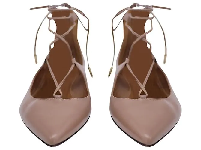Bailarinas Aquazzura Christy en piel beige Castaño Carne 