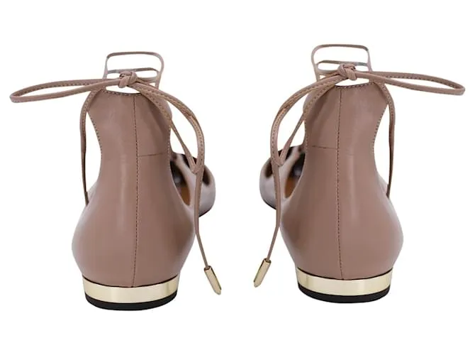 Bailarinas Aquazzura Christy en piel beige Castaño Carne 