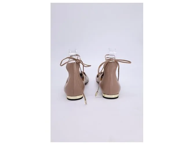 Bailarinas Aquazzura Christy en piel beige Castaño Carne 