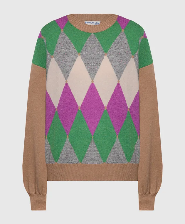 Ballantyne Beige sweater made of cashmere in a geometric pattern