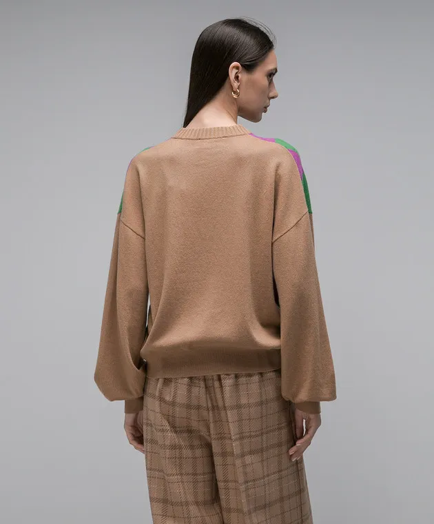 Ballantyne Beige sweater made of cashmere in a geometric pattern