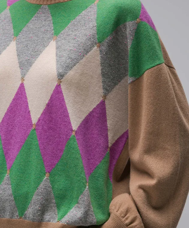 Ballantyne Beige sweater made of cashmere in a geometric pattern