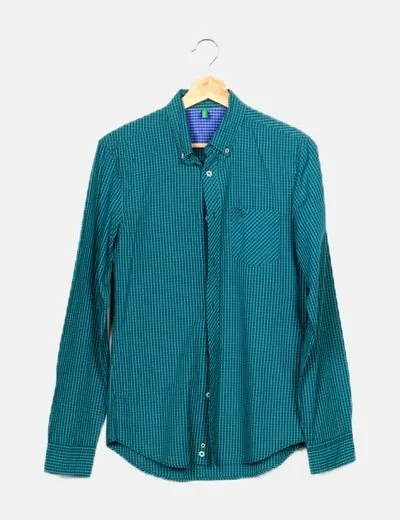 Benetton Camisa verde de cuadros