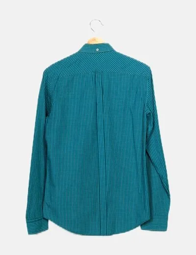 Benetton Camisa verde de cuadros