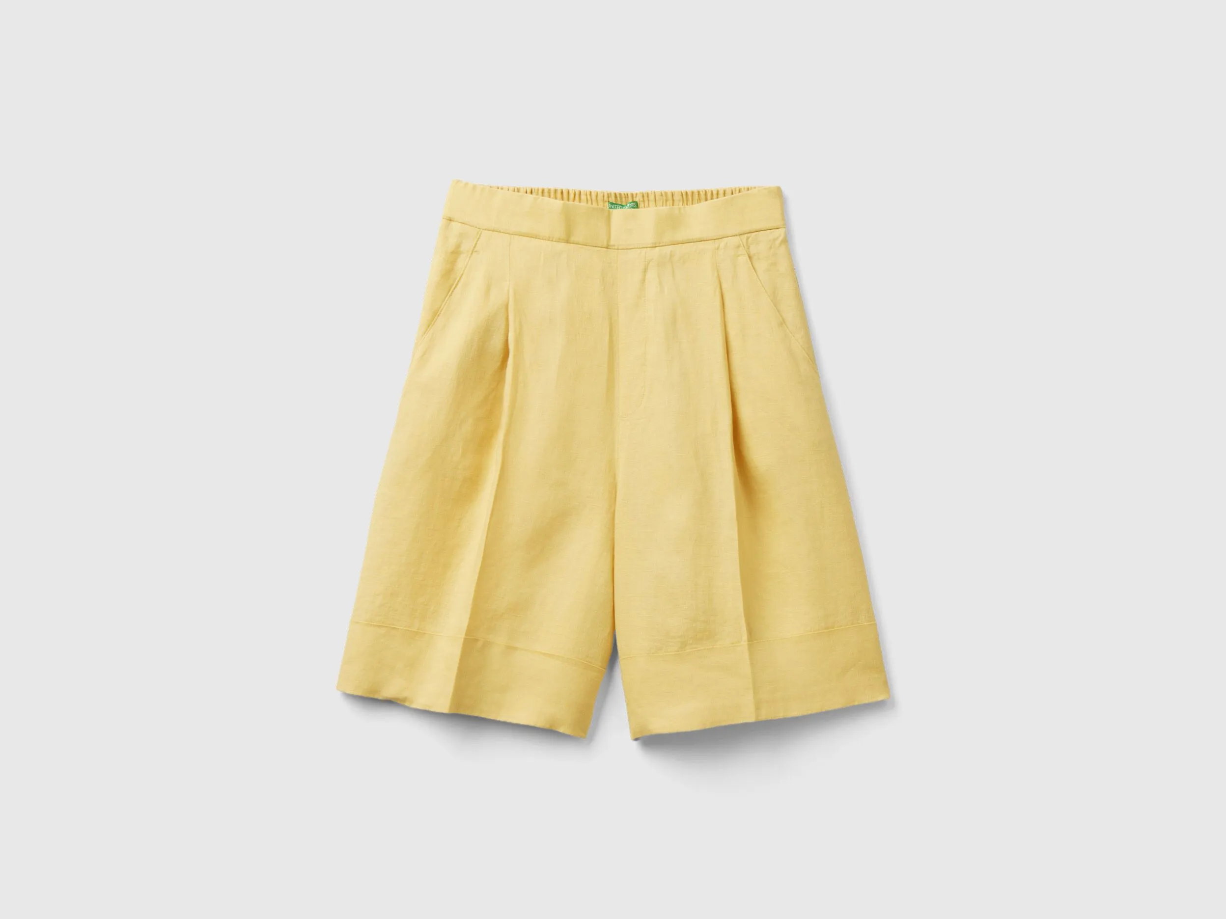 Bermudas de 100 % lino con vuelta