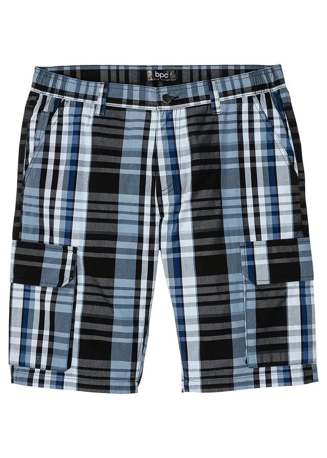 Bermudas de estilo cargo con corte cómodo y regular Azul de cuadros
