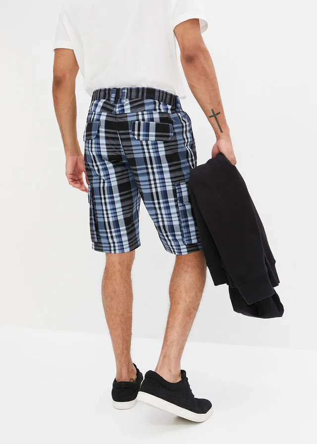 Bermudas de estilo cargo con corte cómodo y regular Azul de cuadros