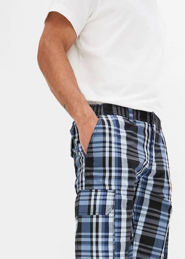 Bermudas de estilo cargo con corte cómodo y regular Azul de cuadros