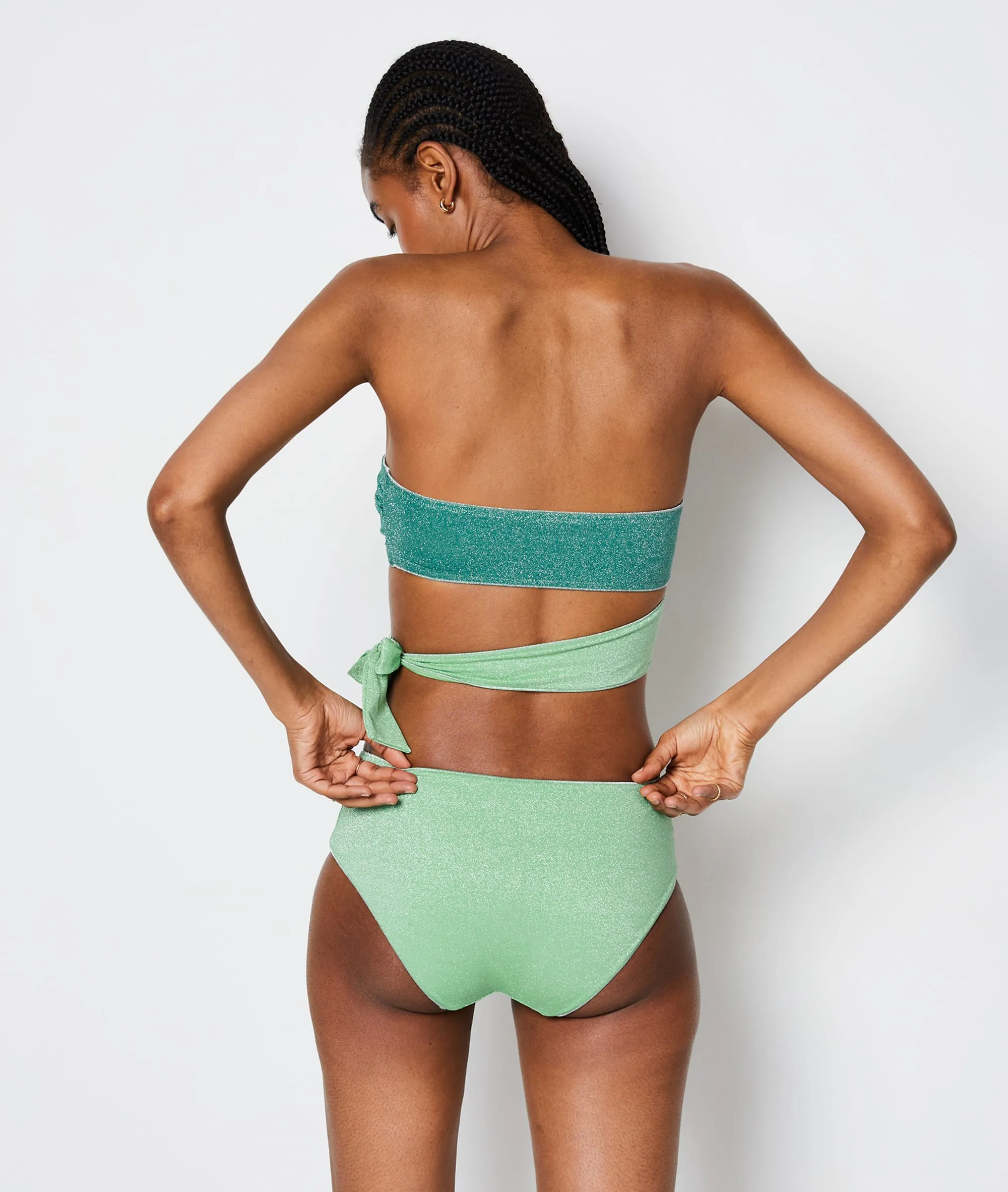 BIKINI BANDEAU, TEJIDO IRIDISCENTE BOREAL VERT  ETAM