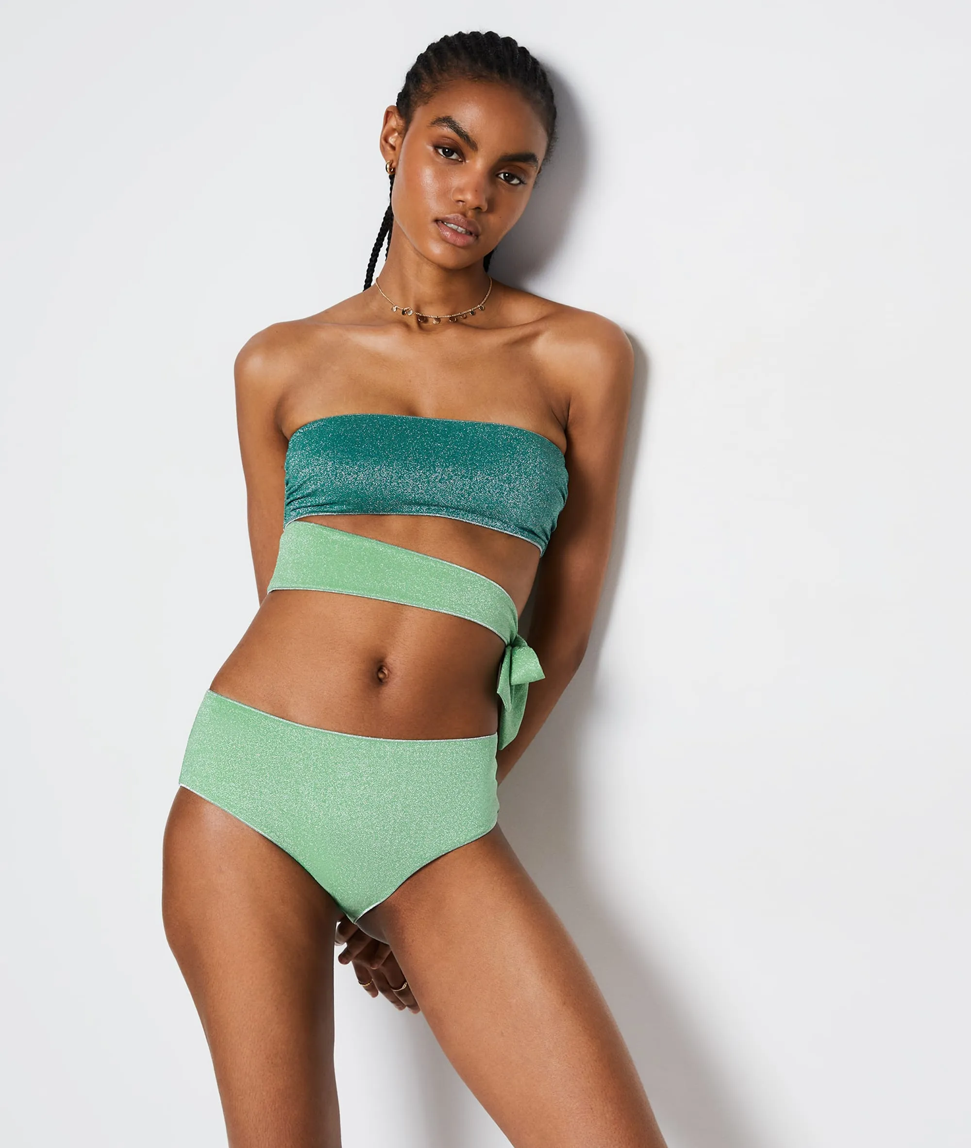 BIKINI BANDEAU, TEJIDO IRIDISCENTE BOREAL VERT  ETAM