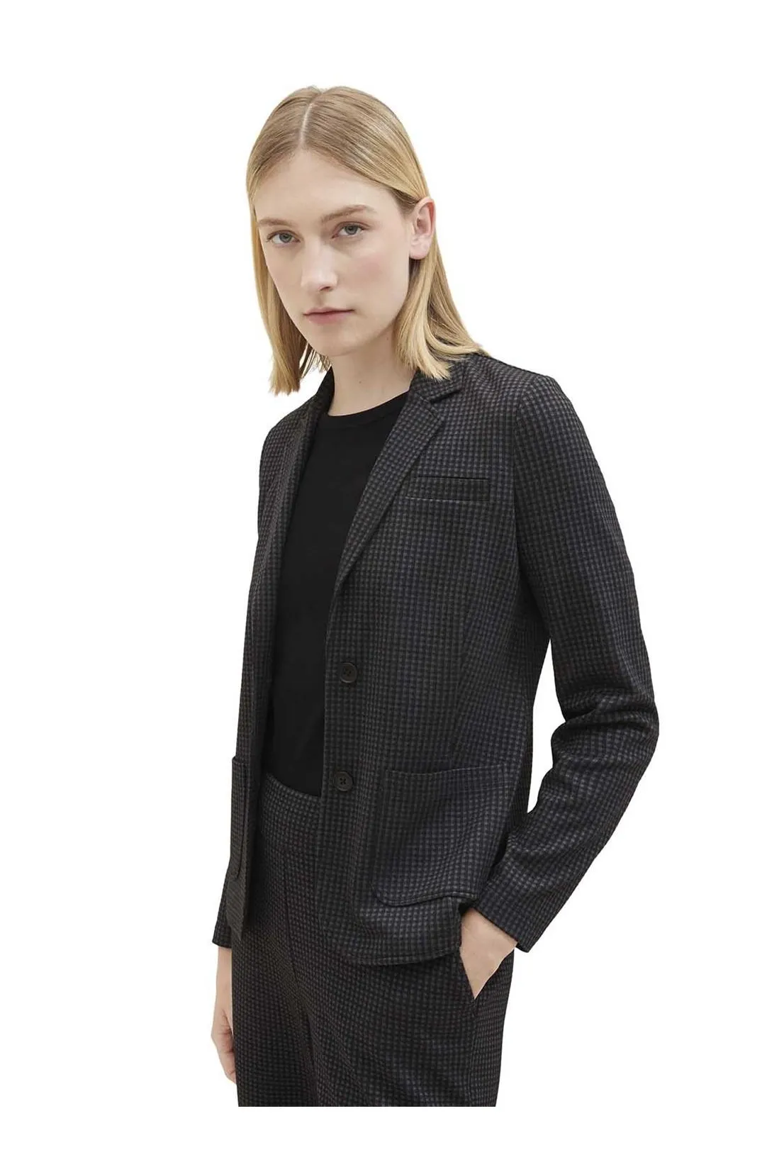 BLAZER CUADROS DE PUNTO NEGRO
