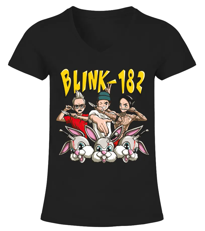 BLINK182 RABBIT CAMISETA CUELLO PICO MUJER