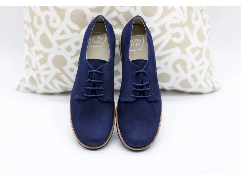 BLUCHER DE PIEL SERRAJE PARA VESTIR 11368 PIRUFIN EN COLOR AZUL