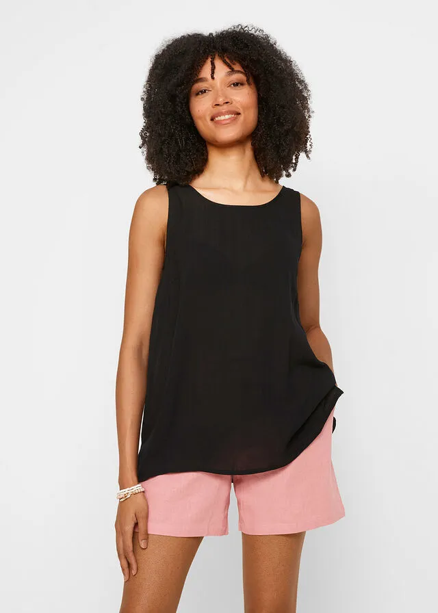Blusa arrugada con detalle en la espalda Negro