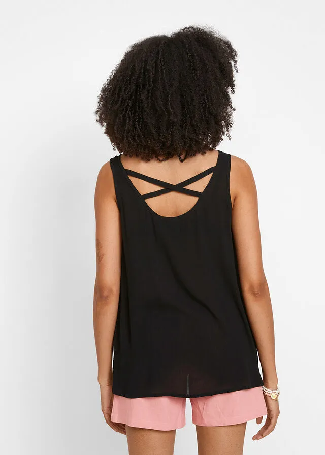 Blusa arrugada con detalle en la espalda Negro