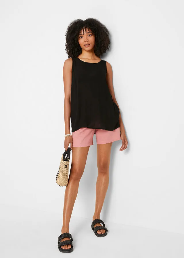 Blusa arrugada con detalle en la espalda Negro