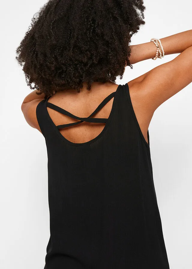 Blusa arrugada con detalle en la espalda Negro