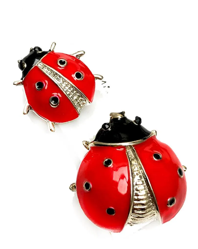 BROCHES ROJOS PARA MUJER PRECIOSA PAREJA DE MARIQUITAS