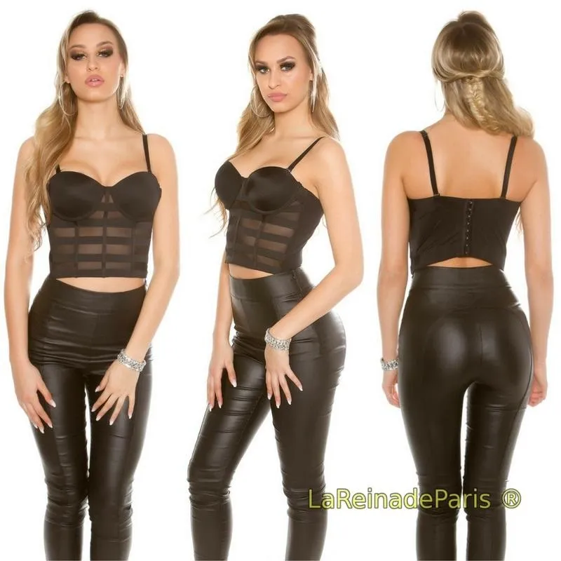 Bustier negro con transparencia