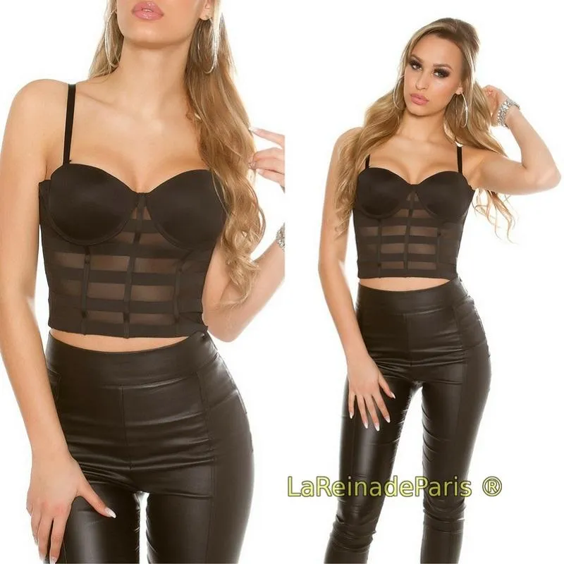 Bustier negro con transparencia