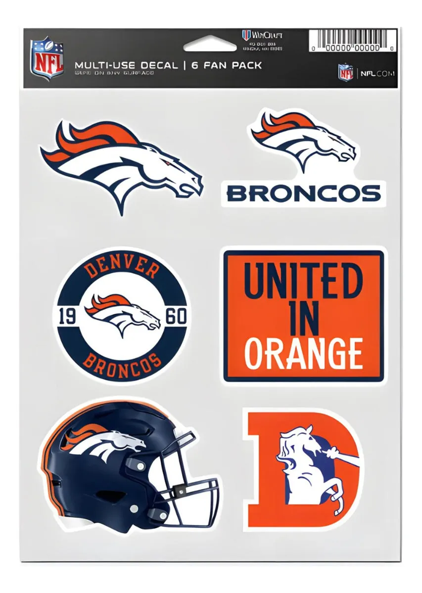 Calcomanía Set Multiuso 6pk Broncos Wc