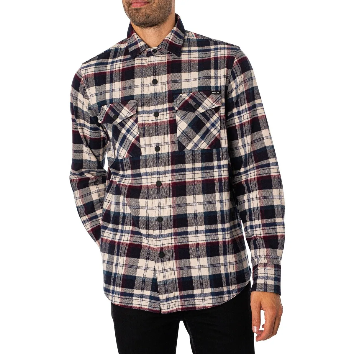 Camisa A Cuadros Con Bolsillo En El Pecho