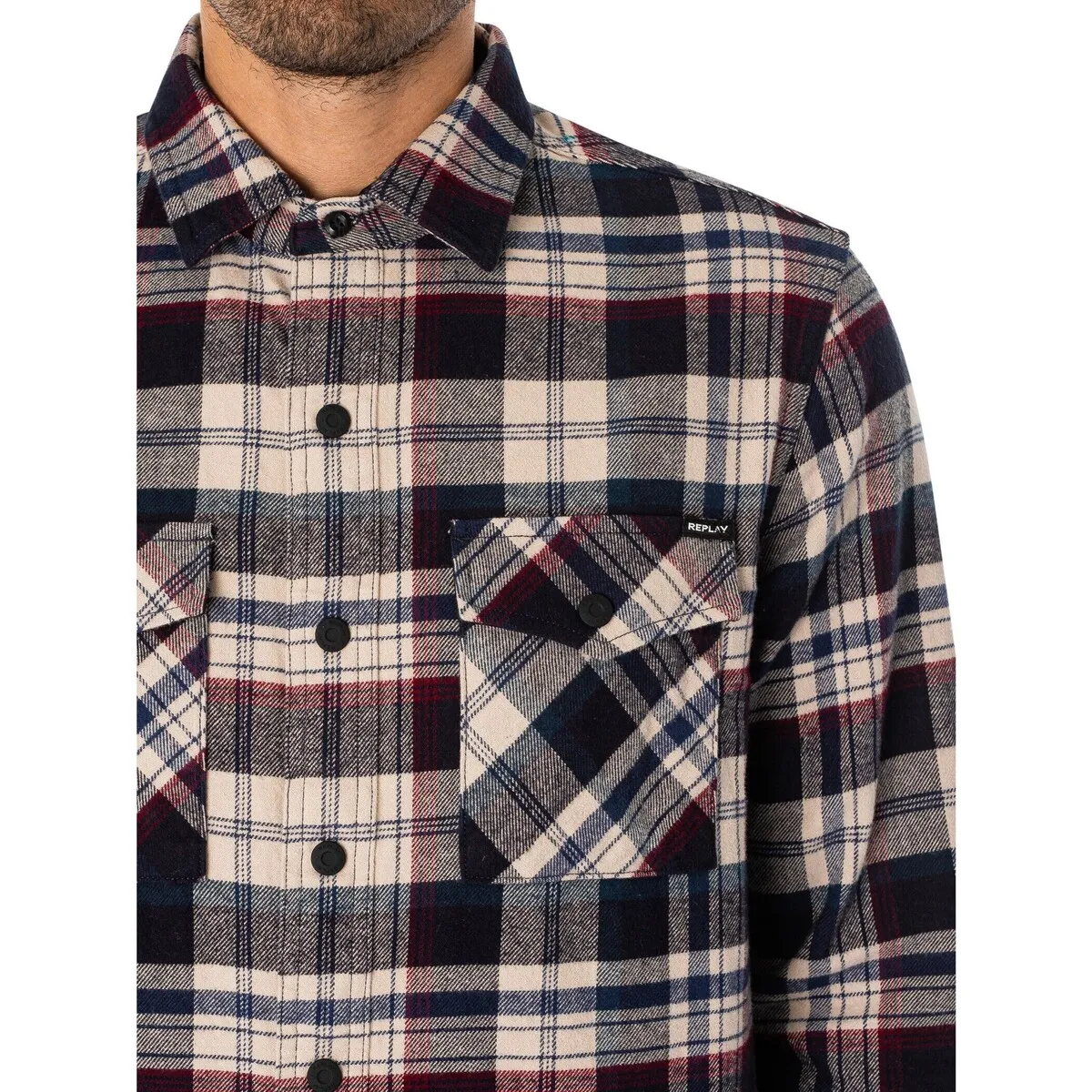 Camisa A Cuadros Con Bolsillo En El Pecho