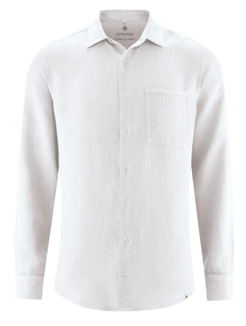 Camisa cuello italiano hombre de 100% cáñamo