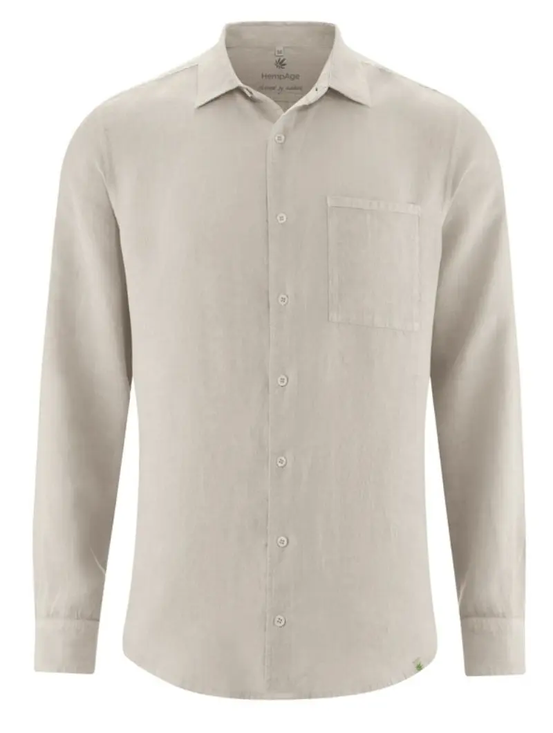 Camisa cuello italiano hombre de 100% cáñamo