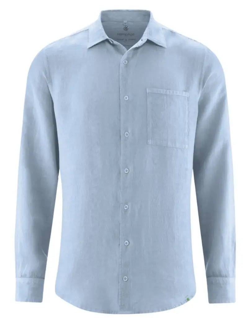 Camisa cuello italiano hombre de 100% cáñamo