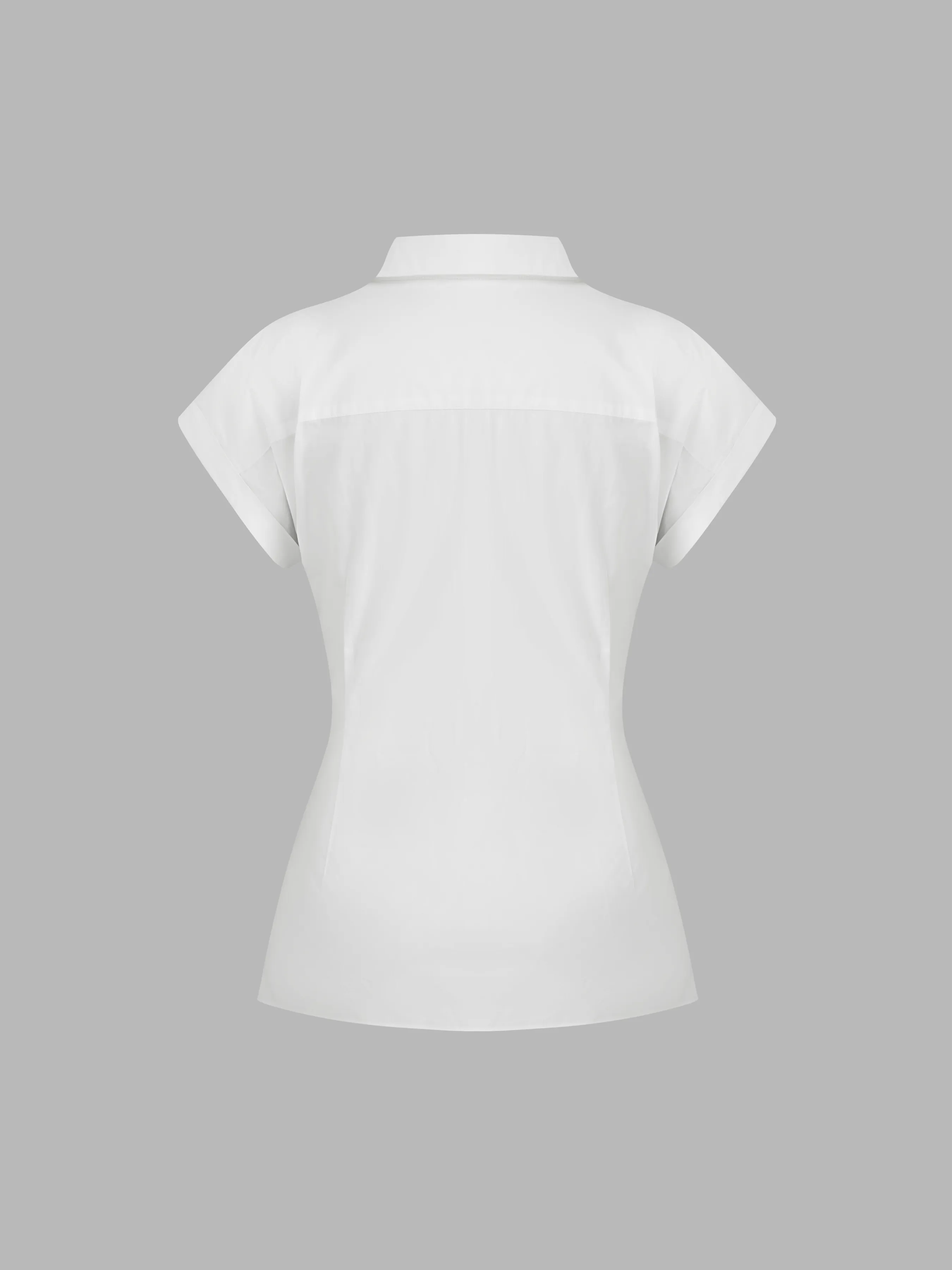 Camisa de manga corta anudada con cuello tejido en color liso