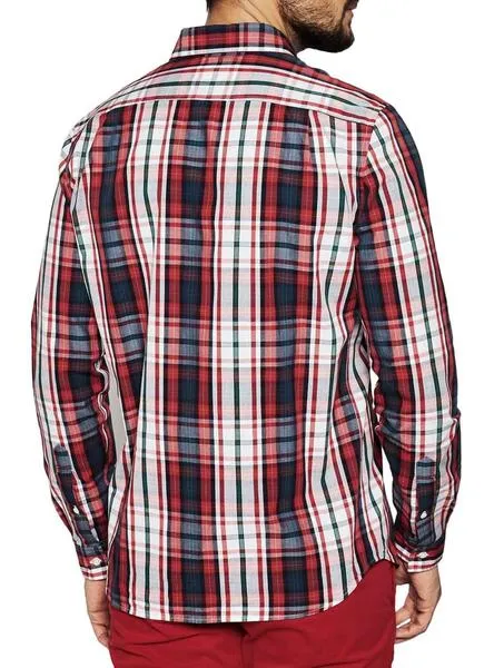 camisa lacoste cuadros rojo para hombre