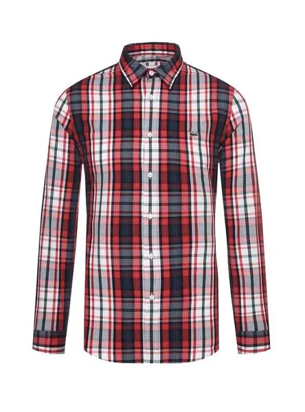 camisa lacoste cuadros rojo para hombre