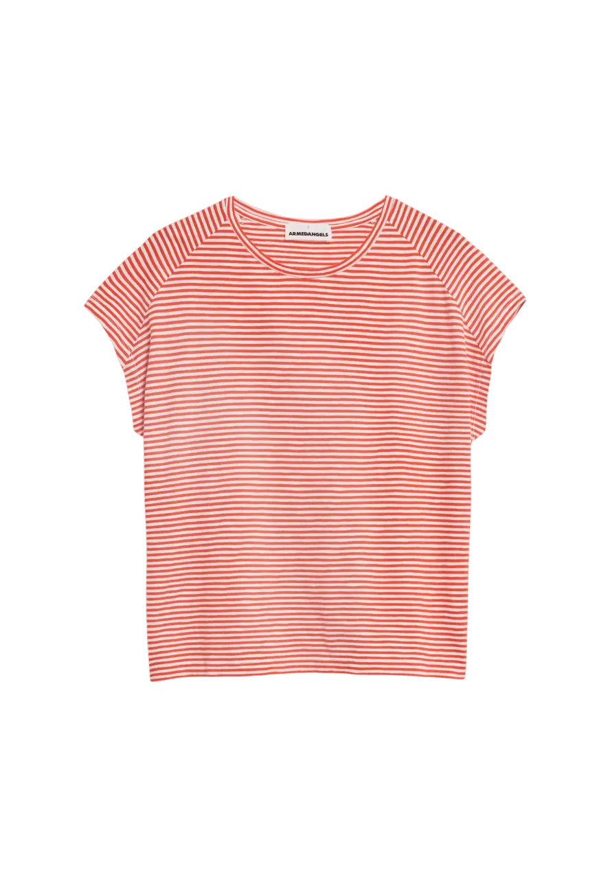Camiseta Armedangels Oneliaa Lovely Stripes Poppy Red